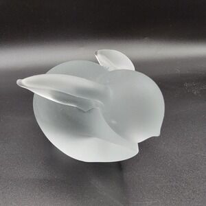Vintage Interpur Clear Satin Frosted Solid Glass Bunny Rabbit Figurine